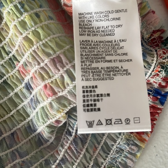 🎈NWT Anthropologie Sz M  puff sleeveless floral see thr multicolor blouse top - Picture 10 of 11